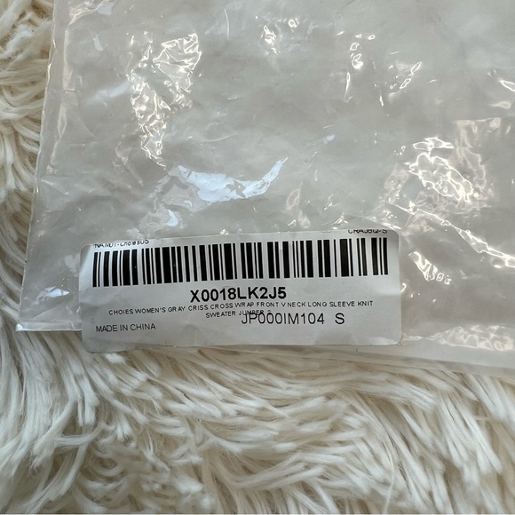 Chunky knit wrap front sweater marled grey v neck cross cross ballet cor… - Picture 12 of 15